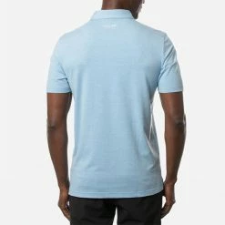 TravisMathew The Heater Golf Polo Shirt Black -Golf Sweaters Sales Travis Mathew SS21 The Heater Golf Polo Shirt 1MW395 Code SHTRA040 M Heather Heritage Blue Model 3