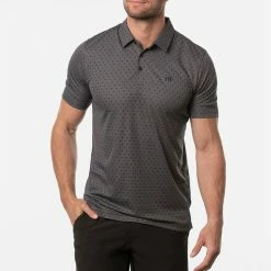 TravisMathew Two Hour Delay Golf Polo Shirt -Golf Sweaters Sales Travis Mathew SS21 Two Hour Delay Polo Shirt 1MV108 Code SHTRA033 M Heather Dark Grey Model 1