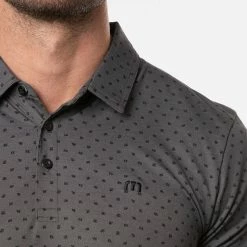 TravisMathew Two Hour Delay Golf Polo Shirt -Golf Sweaters Sales Travis Mathew SS21 Two Hour Delay Polo Shirt 1MV108 Code SHTRA033 M Heather Dark Grey Model 2