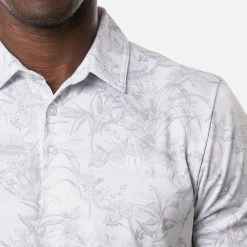 TravisMathew Stay On Target Golf Polo Shirt -Golf Sweaters Sales Travis Mathew SS21 Stay On Target Golf Polo Shirt 1MW104 Code SHTRA045 White Model 2