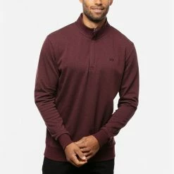 TravisMathew Cloud 2.0 1/4 Zip Golf Sweater 9 TravisMathew Cloud 2.0 1/4 Zip Golf Sweater -Golf Sweaters Sales Travis Mathew SS22 Cloud Quaterzip 2.0 Sweater 1MS309 Code SWTRA014 Heather Dark Red Model 1