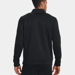 Underarmour Under Armour Fleece 1/4 Zip Golf Sweater -Golf Sweaters Sales Under Armour AW22 1 4 Zip Sweater 1373358 001 SWUND171 XL Black Black Model 3