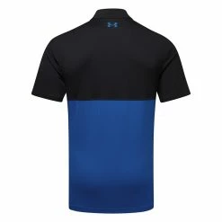 Underarmour Under Armour Performance Blocked Golf Polo Shirt -Golf Sweaters Sales Under Armour AW22 Performance Blocked Polo Shirt 1370109 002 SHUND294 XXXL Black Versa Blue Versa Blue Back