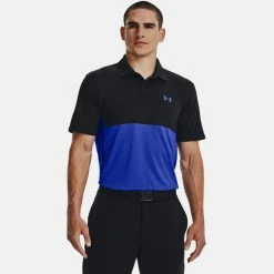 Underarmour Under Armour Performance Blocked Golf Polo Shirt -Golf Sweaters Sales Under Armour AW22 Performance Blocked Polo Shirt 1370109 002 SHUND294 XXXL Black Versa Blue Versa Blue Model 1