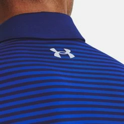 Underarmour Under Armour Playoff 2.0 Hollen Stripe Golf Polo Shirt -Golf Sweaters Sales Under Armour AW22 Playoff 2.0 Hollen Stripe Polo Shirt 1327037 489 SHUND298 Bauhaus Blue Versa Blue Oxford Blue Model 2