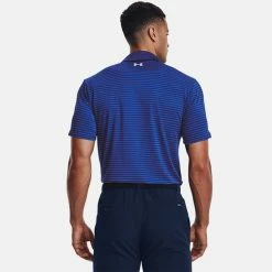 Underarmour Under Armour Playoff 2.0 Hollen Stripe Golf Polo Shirt -Golf Sweaters Sales Under Armour AW22 Playoff 2.0 Hollen Stripe Polo Shirt 1327037 489 SHUND298 Bauhaus Blue Versa Blue Oxford Blue Model 3