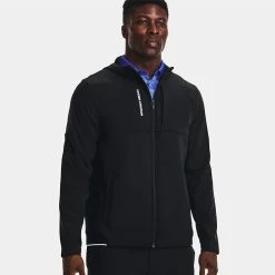 Underarmour Under Armour Storm Daytona Full Zip Golf Hoodie -Golf Sweaters Sales Under Armour AW22 Storm Daytona Full Zip Sweater 1373412 001 SWUND183 Black Black Reflective Model 1