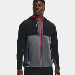 Underarmour Under Armour Storm Daytona Full Zip Hoodie -Golf Sweaters Sales Under Armour AW22 Storm Daytona Full Zip Sweater 1373412 012 SWUND184 Pitch Gray Black Reflective Model 1