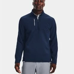 Underarmour Under Armour Storm Daytona 1/2 Zip Golf Sweater -Golf Sweaters Sales Under Armour AW22 Storm Daytona Half Zip Wind Top 1373409 408 WTUND095 Academy Academy Reflective Model 1