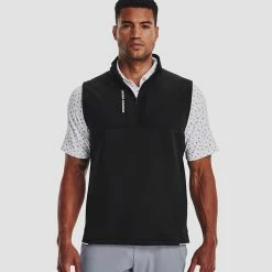 Underarmour Under Armour Storm Daytona 1/2 Zip Golf Vest 9 Underarmour Under Armour Storm Daytona 1/2 Zip Golf Vest -Golf Sweaters Sales Under Armour AW22 Storm Daytona Vest Wind Top 1373408 001 WTUND090 Black Black Reflective Model 1