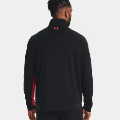 Underarmour Under Armour Storm 1/2 Zip Golf Sweater -Golf Sweaters Sales Under Armour AW22 Storm Midlayer 1 2 Zip Sweater 1370119 003 SWUND177 S Black Radio Red Radio Red Model 3