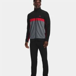 Underarmour Under Armour Storm Full Zip Golf Jacket -Golf Sweaters Sales Under Armour AW22 Storm Midlayer Full Zip Sweater 1370123 005 SWUND181 Black Pitch Gray Radio Red Model 1