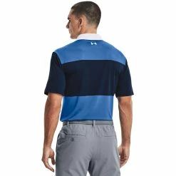Underarmour Under Armour Playoff 2.0 Club Stripe Golf Polo Shirt -Golf Sweaters Sales Under Armour SS22 Playoff 2.0 Club Stripe Golf Polo Shirt 1327037 479 Victory Blue Academy White Model 3