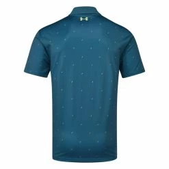 Underarmour Under Armour Performance 3.0 Deuces Golf Polo Shirt -Golf Sweaters Sales Under Armour SS23 Performance 3.0 Deuces Polo Shirt 1377378 414 SHUND318 S Static Blue Still Water Lime Surge Back