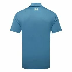 Underarmour Under Armour Playoff 3.0 Low Round Stripe Golf Polo Shirt -Golf Sweaters Sales Under Armour SS23 Playoff 3.0 Low Round Stripe Polo Shirt 1378676 415 SHUND323 S Static Blue Still Water Lime Surge Back