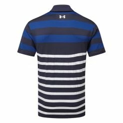 Underarmour Under Armour Playoff 3.0 Rugby YD Golf Polo Shirt -Golf Sweaters Sales Under Armour SS23 Playoff 3.0 Rugby YD Stripe Polo Shirt 1378676 411 SHUND320 S Midnight Navy Blue Mirage White Back