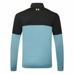 Underarmour Under Armour Storm HZ 1/2 Zip Golf Sweater -Golf Sweaters Sales Under Armour Storm HZ 1 2 Zip Golf Sweater Still Water Black Lime Surge 1377398 400 SWUND195 Back