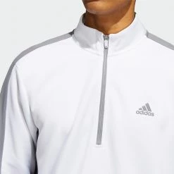 Adidas Colour Block 1/4 Zip Golf Sweater -Golf Sweaters Sales adidas SS22 Colour Block 1 4 Zip Golf Sweater White HM2587 Model 2