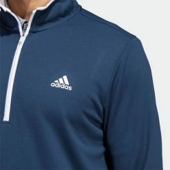Adidas Primegreen UPF Lightweight 1/4 Zip Golf Sweater -Golf Sweaters Sales adidas SS22 Primegreen UPF Lightweight 1 4 Zip Golf Sweater Crew HF2974 Navy White Model 2