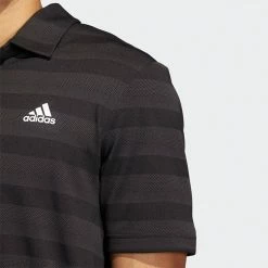 Adidas Two Colour Stripe Primegreen Golf Polo Shirt -Golf Sweaters Sales adidas SS22 Two Colour Stripe Primegreen Golf Polo Shirt Black Grey Six HI5180 SHADI659 Model 2