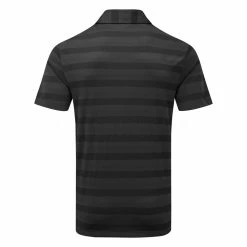 Adidas Two Colour Stripe Primegreen Golf Polo Shirt -Golf Sweaters Sales adidas SS22 Two Colour Stripe Primegreen Golf Polo Shirt Black Grey Six HI5180 SHADI659 back