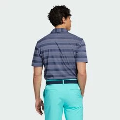 Adidas Two Colour Stripe Primegreen Golf Polo Shirt -Golf Sweaters Sales adidas SS22 Two Colour Stripe Primegreen Golf Polo Shirt HI5181 M SHADI658 Navy White Model 2