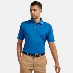 FootJoy Stretch Pique Solid Golf Polo Shirt -Golf Sweaters Sales footjoy pique ss shirt ath 91817 cobalt Model 1