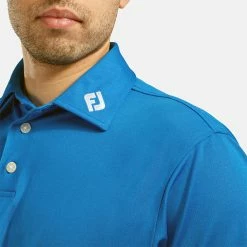 FootJoy Stretch Pique Solid Golf Polo Shirt -Golf Sweaters Sales footjoy pique ss shirt ath 91817 cobalt model 2