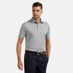 FootJoy Stretch Pique Solid Golf Polo Shirt -Golf Sweaters Sales footjoy pique ss shirt ath 91819 hthr gry Model 1