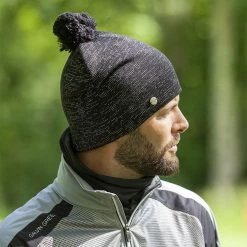 Galvingreen Galvin Green Lemmy Interface-1 Bobble Golf Beanie -Golf Sweaters Sales lemmybobblebeanieblackreflex3